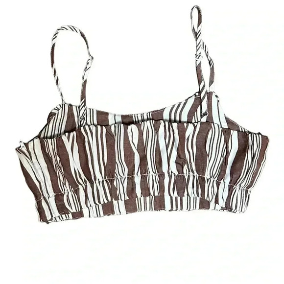 Lemlem x H&M Brown Striped Bra Top Small - Picture 2 of 4